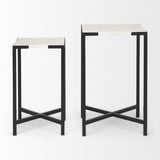 Mercana Lucas Accent Table White Marble | Black Iron