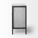 Mercana Savannah Gray Accent Cabinet - 2 Door White | Gray Metal | 2 Door