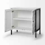 Mercana Savannah Gray Accent Cabinet - 2 Door White | Gray Metal | 2 Door