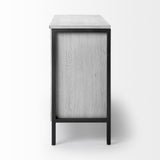 Mercana Savannah Gray Accent Cabinet - 3 Door White | Gray Metal | 3 Door