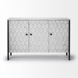 Mercana Savannah Gray Accent Cabinet - 3 Door White | Gray Metal | 3 Door