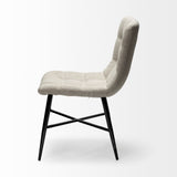 Mercana Barrow Dining Chair Beige Fabric | Black Metal 