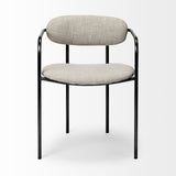 Mercana Parker Dining Chair Beige Fabric | Gray Metal