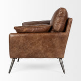Mercana Cochrane Upholstered Chair Brown Leather | Gray Iron