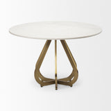 Mercana Laurent Dining Table White Marble | Gold Metal