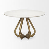 Mercana Laurent Dining Table White Marble | Gold Metal