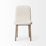 Mercana David Dining Chair Cream Fabric | Brown Wood