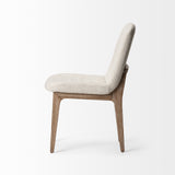 Mercana David Dining Chair Cream Fabric | Brown Wood