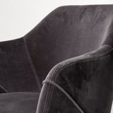 Mercana Ronald Dining Chair Gray Velvet | Black Wood (Armchair)
