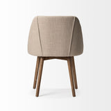 Mercana Ronald Dining Chair Cream Fabric | Brown Wood (Side Chair)
