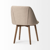 Mercana Ronald Dining Chair Cream Fabric | Brown Wood (Side Chair)