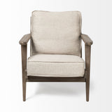 Mercana Olympus Accent Chair Beige Fabric | Brown Wood