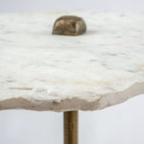 Mercana Pinera Accent Table White Marble | Gold Iron