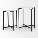 Mercana Lucas Accent Table White Marble | Black Iron