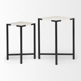 Mercana Lucas Accent Table White Marble | Black Iron