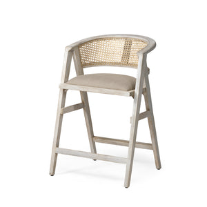 Mercana Tabitha Bar/Counter Stool Beige Fabric | Blonde Wood | Counter