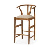 Mercana Trixie Bar/Counter Stool Cream Fabric | Brown Wood | Bar