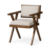 Mercana Topanga Dining Chair Cream | Medium Brown Wood