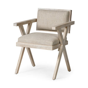 Mercana Topanga Dining Chair Cream Fabric | Blonde Wood