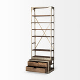 Mercana Brodie Shelving Unit Light Brown Wood | Nickel Tone Metal | 32L