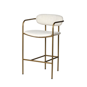 Mercana Parker Bar/Counter Stool Cream Fabric | Gold Metal | Counter