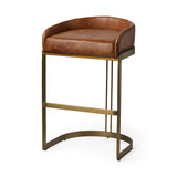 Mercana Hollyfield Bar/Counter Stool Brown Leather | Gold Metal | Bar