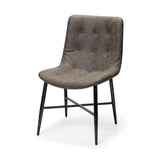 Mercana Barrow Dining Chair Brown Faux Leather | Black Metal