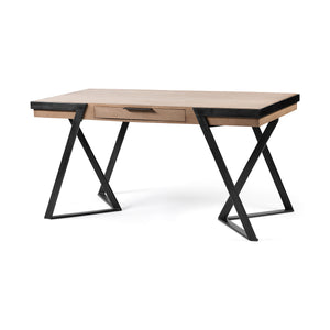 Mercana Steinbeck Office Desk Brown Wood | Black Iron