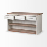 Mercana Fairview Kitchen Island White Wood | Brown Wood