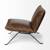 Mercana Flavelle Accent Chair Brown Leather | Black Iron