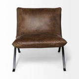 Mercana Flavelle Accent Chair Brown Leather | Black Iron