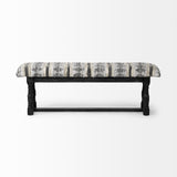 Mercana Denison Bench Woven Leather | Black Wood