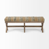 Mercana Solis Bench Beige/Black Fabric | Brown Wood