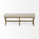 Mercana Solis Bench Beige Fabric | Brown Wood