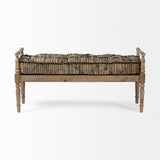 Mercana Fullerton Bench Patterned Jute | Brown Wood