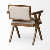 Mercana Topanga Dining Chair Cream | Medium Brown Wood