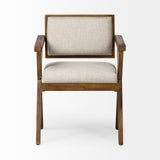 Mercana Topanga Dining Chair Cream | Medium Brown Wood