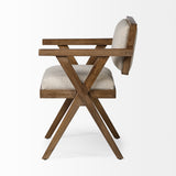 Mercana Topanga Dining Chair Cream | Medium Brown Wood