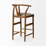 Mercana Trixie Bar/Counter Stool Cream Fabric | Brown Wood | Bar