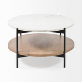 Mercana Larkin Coffee Table White Marble | Brown Wood