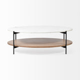 Mercana Larkin Coffee Table White Marble | Brown Wood