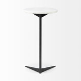 Mercana Ballatine Accent Table White Marble | Black Metal