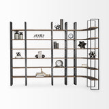 Mercana Taunton Shelving Unit Dark Brown Wood | Black Metal