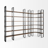 Mercana Taunton Shelving Unit Dark Brown Wood | Black Metal