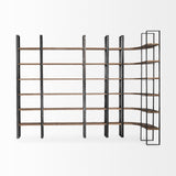 Mercana Taunton Shelving Unit Dark Brown Wood | Black Metal