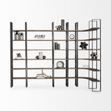 Mercana Turner Shelving Unit Dark Brown Wood | Black Metal