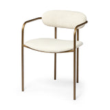 Mercana Parker Dining Chair Cream Fabric | Gold Metal