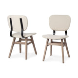 Mercana Haden Dining Chair Cream Fabric | Brown Wood