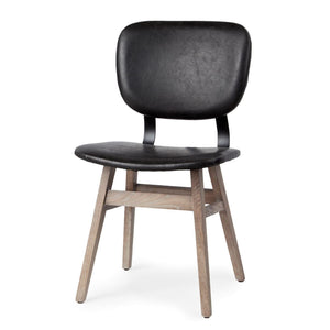 Mercana Haden Dining Chair Black Faux Leather | Brown Wood