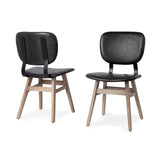 Mercana Haden Dining Chair Black Faux Leather | Brown Wood